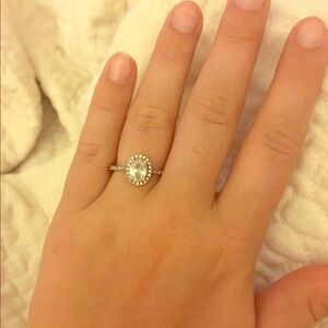 Stunning Silver Oval Halo Ring